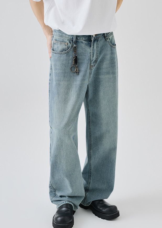Jean High-Street Retro Men's Loose-Fit Straight-Leg Casual Jeans Size US 32 / EU 48 - 4 Thumbnail