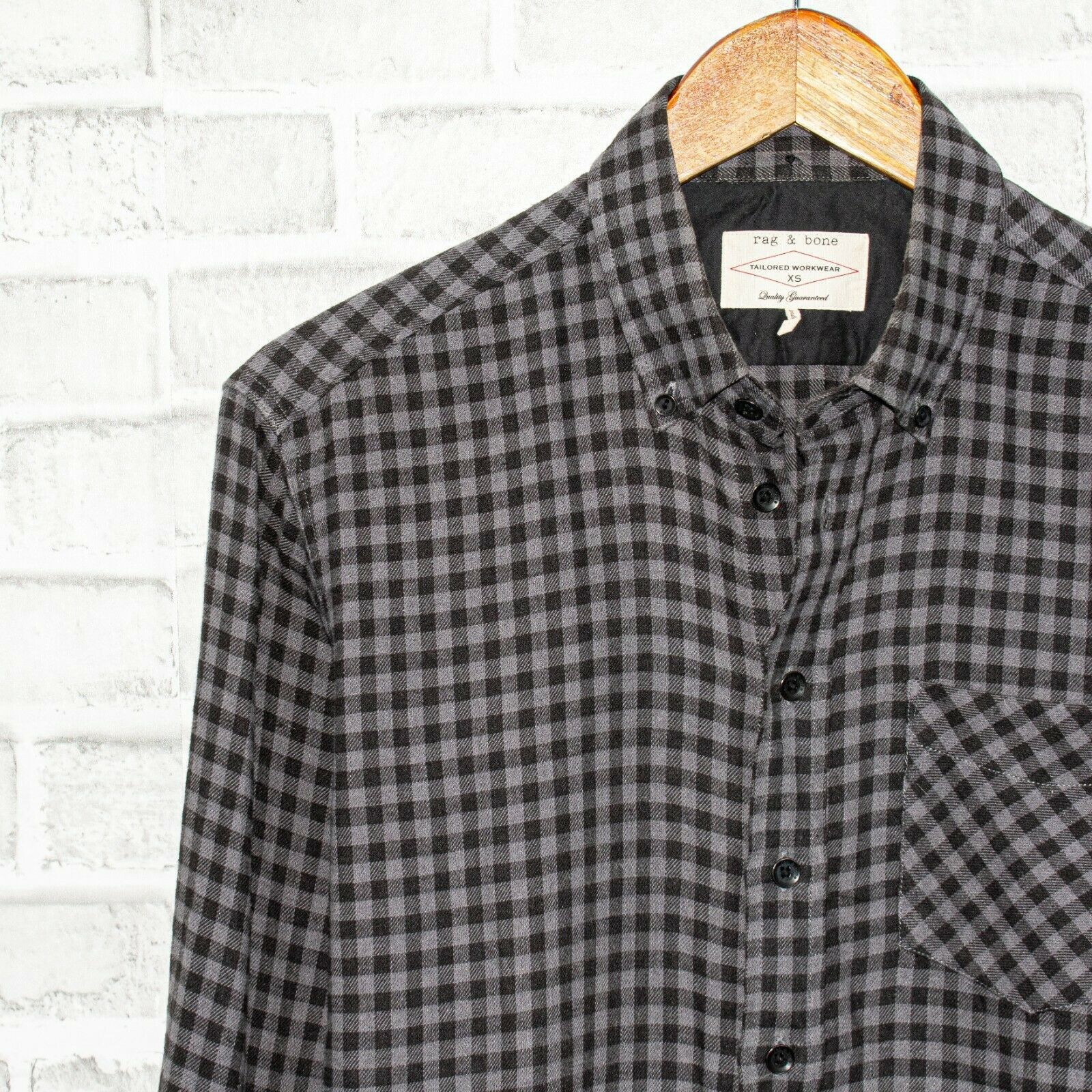Rag & Bone Rag & Bone Tailored Workwear Flannel Shirt Black Gray check Size US XS / EU 42 / 0 - 7 Thumbnail