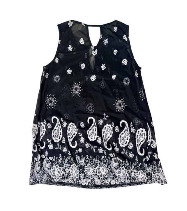 Other Ember Black & White Paisley Sleeveless Sheer Top – Size S Size S / US 4 / IT 40 - 2 Thumbnail