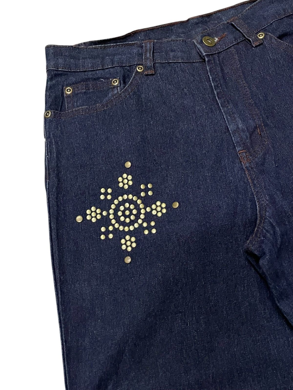 Japanese Brand × Tornado Mart Tornado Mart Wanabe Style Studded Rivet Flare Denim Jeans Size US 30 / EU 46 - 11 Thumbnail