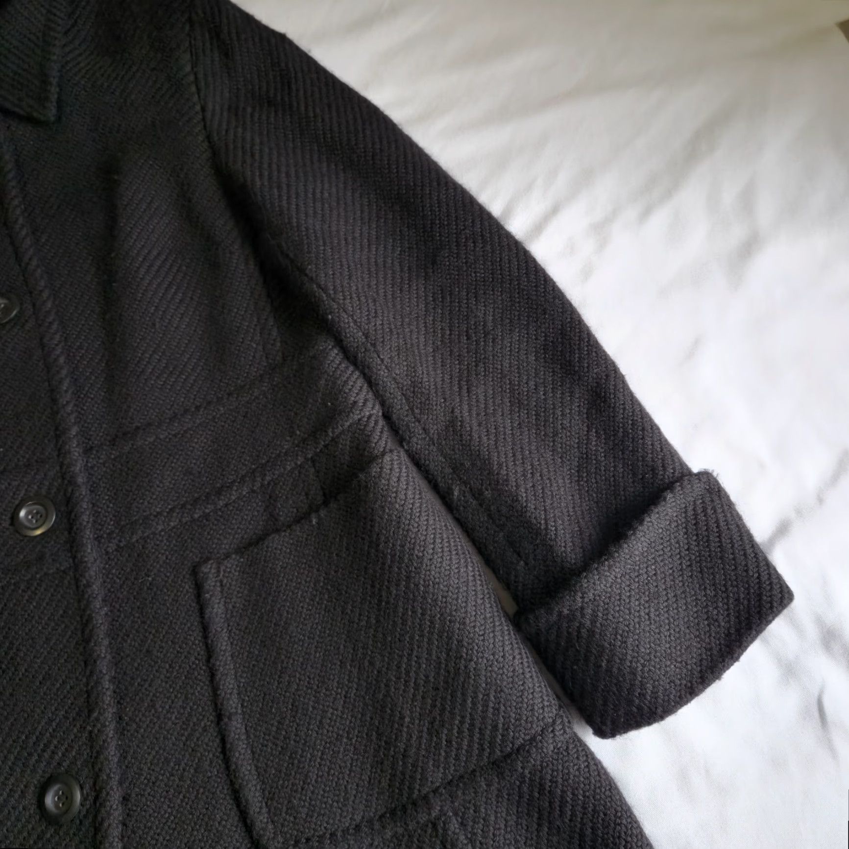 Express Express Women’s Size 9/10 Black Wool Blend Long Coat Made in Romania w/ Pockets Size L / US 10 / IT 46 - 5 Thumbnail