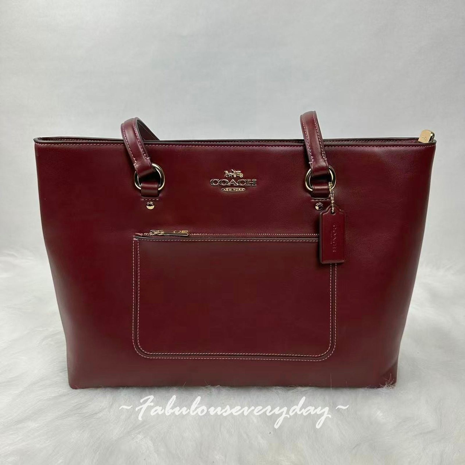 Coach Coach Station Tote Bag In Leather/Gold/Maroon CCF01 NWT Size ONE SIZE - 3 Thumbnail