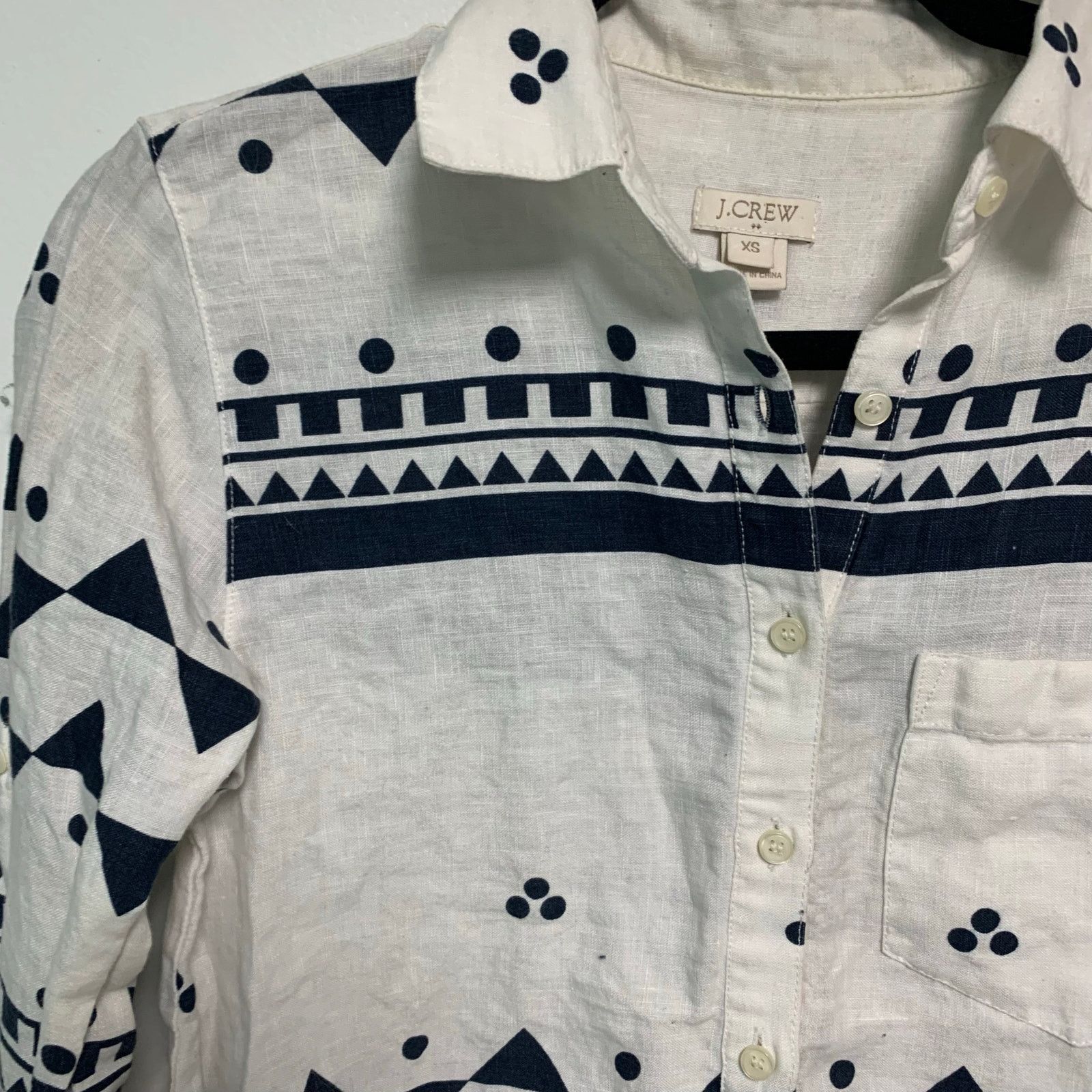J.Crew J.Crew Women’s Linen White Long Sleeve Shape Button Up XS Size XS / US 0-2 / IT 36-38 - 2 Thumbnail