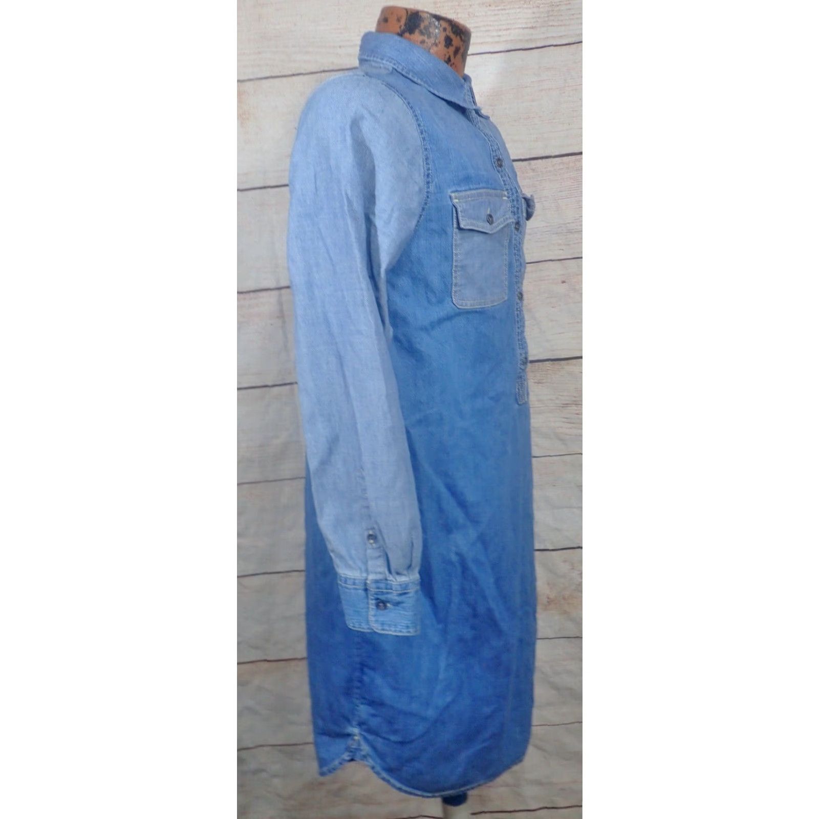 Chaps VINTAGE Chaps Blue Denim Shirt Dress Womens Size M Long Sleeve With Pockets Casual 90s Size M / US 6-8 / IT 42-44 - 3 Thumbnail