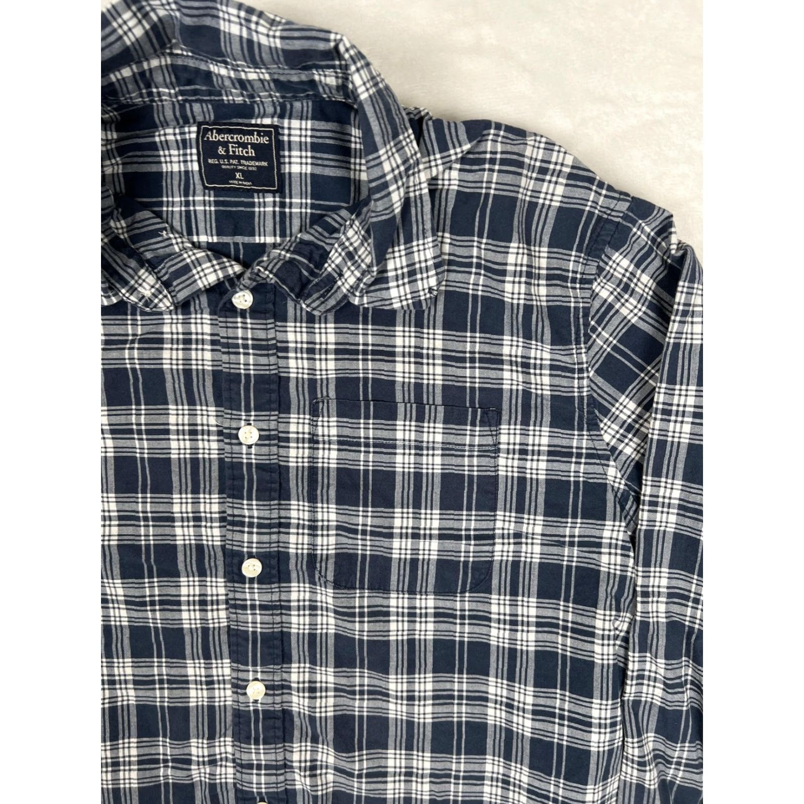 Abercrombie & Fitch Abercrombie & Fitch Shirt Mens XL Blue Plaid Long Sleeve Button Front Casual Size US XL / EU 56 / 4 - 2 Thumbnail