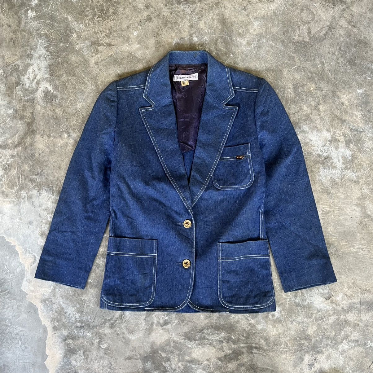 Celine Vintage 90s Celine Blazer Indigo Denim Size M / US 6-8 / IT 42-44 - 1 Thumbnail