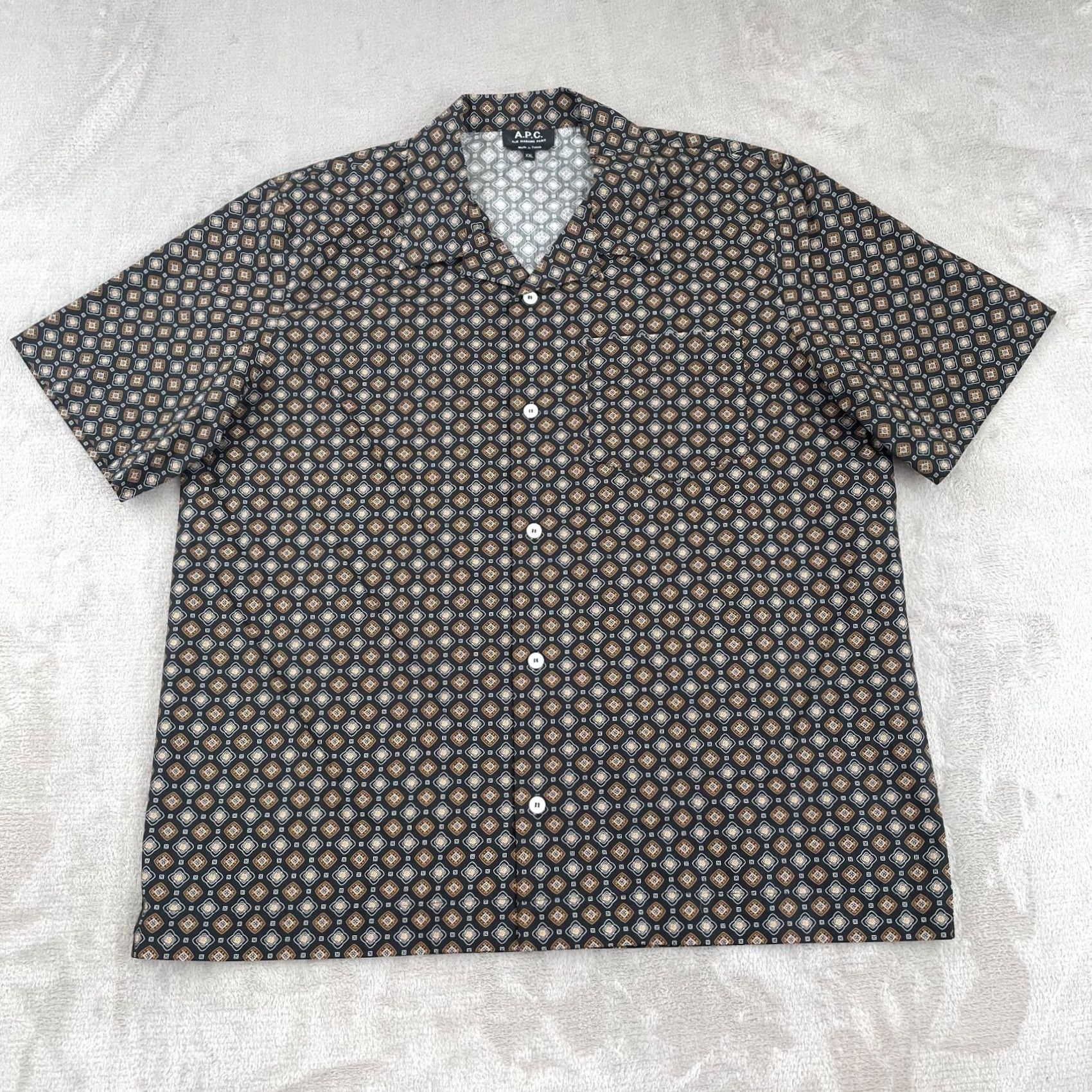 A.P.C. A.P.C. Lloyd Vacation Shirt Men 2XL Black Geometric Camp Loop Collar NWOT - Vintage Size US XXL / EU 58 / 5 - 3 Thumbnail