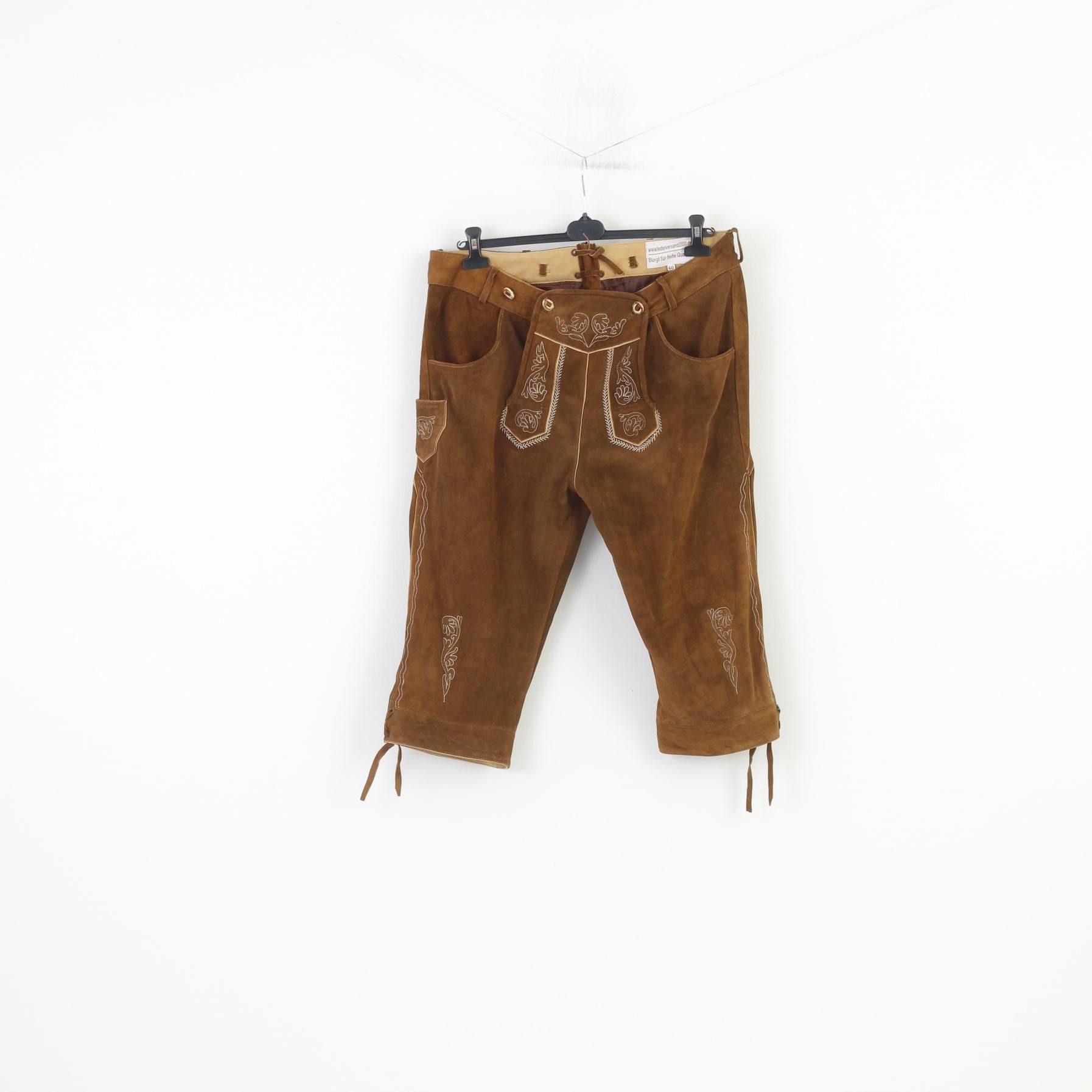 Leather Lederversand Men 60 44 Leather Trousers Brown Vintage 0593 Size US 44 / EU 60 - 1 Thumbnail