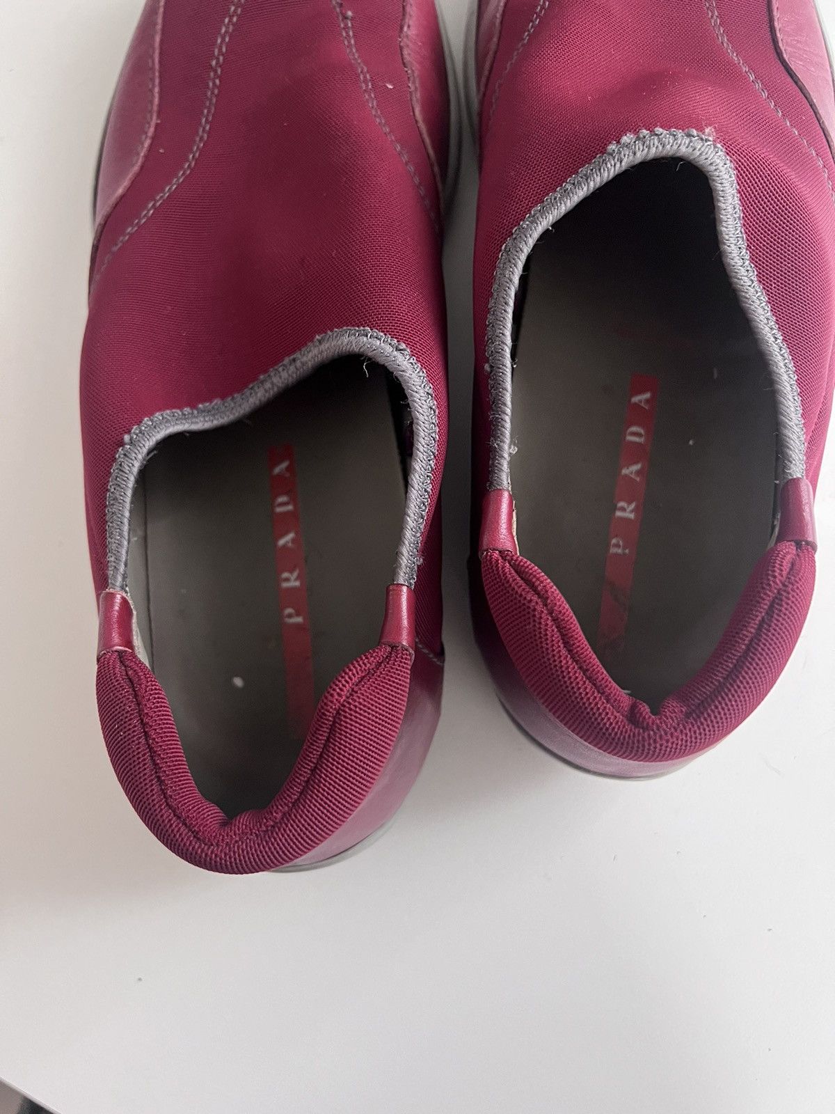 Prada × Vintage Prada Vintage Red Leather Slip Ons Size US 10.5 / EU 43-44 - 5 Thumbnail
