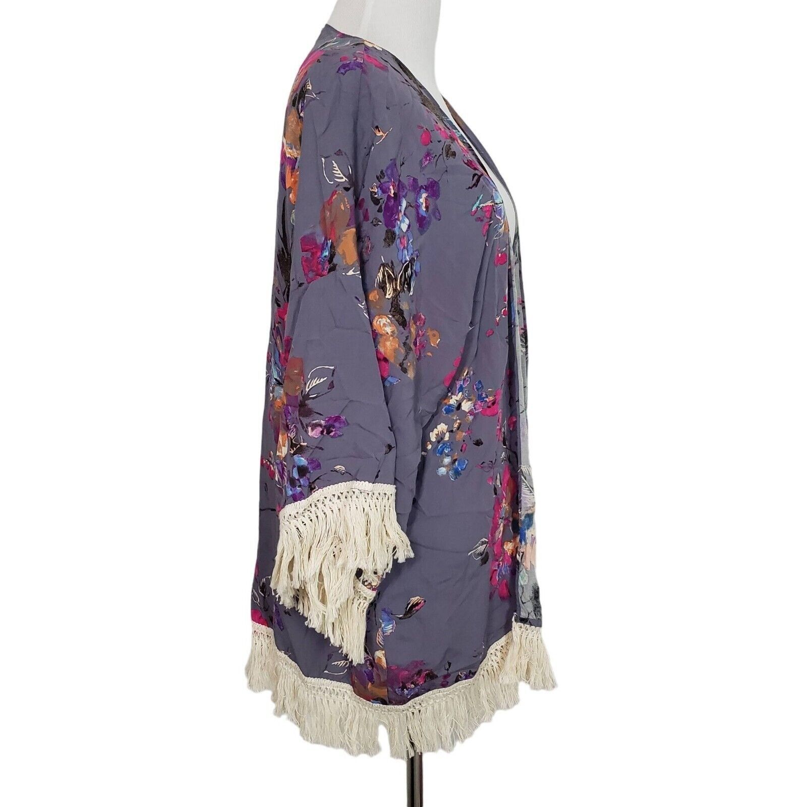 Designer Umgee Floral Fringe Kimono Womens Sz Medium Boho Fringe Fest Size M / US 6-8 / IT 42-44 - 9 Thumbnail