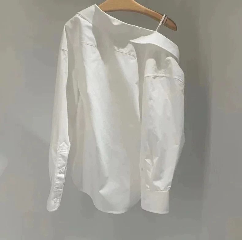 Alexander Wang Alexander Wang Women's Off-shoulder Cotton Shirt- Size L / US 10 / IT 46 - 3 Thumbnail