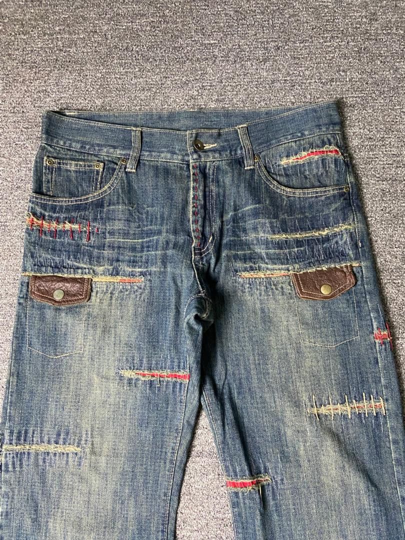 Japanese Brand 🔥 INTERNATIONALE Distressed Patchwork Denim Pants 🔥 (136) Size US 35 - 11 Thumbnail