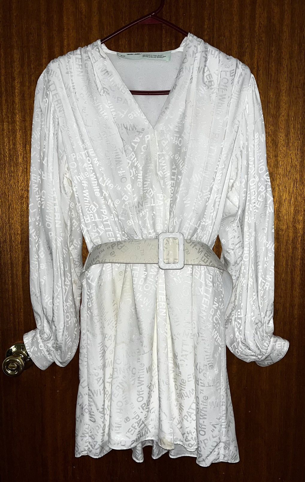 Off-White OFF-WHITE Belted Logo White Mini Dress Size XS / US 0-2 / IT 36-38 - 1 Thumbnail