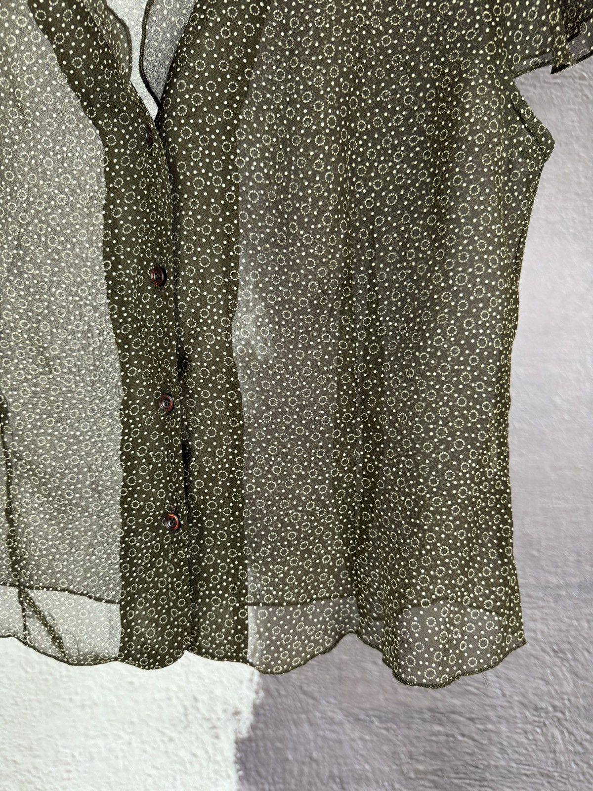 Designer Jake’s Transperent Brown blouse flower short sleeve Size M / US 6-8 / IT 42-44 - 5 Thumbnail
