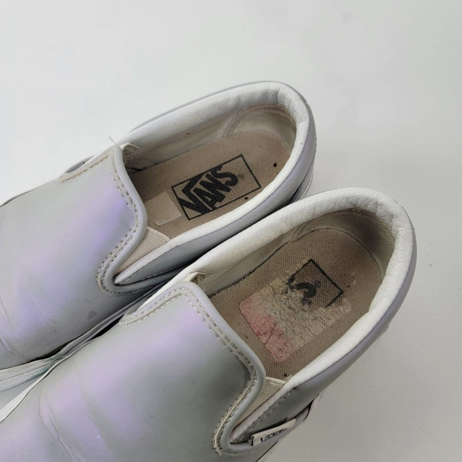 Vans Vans Slip-On Iridescent Metallic Grey & White Skate Shoes Size US 6.5 / IT 36.5 - 8 Thumbnail