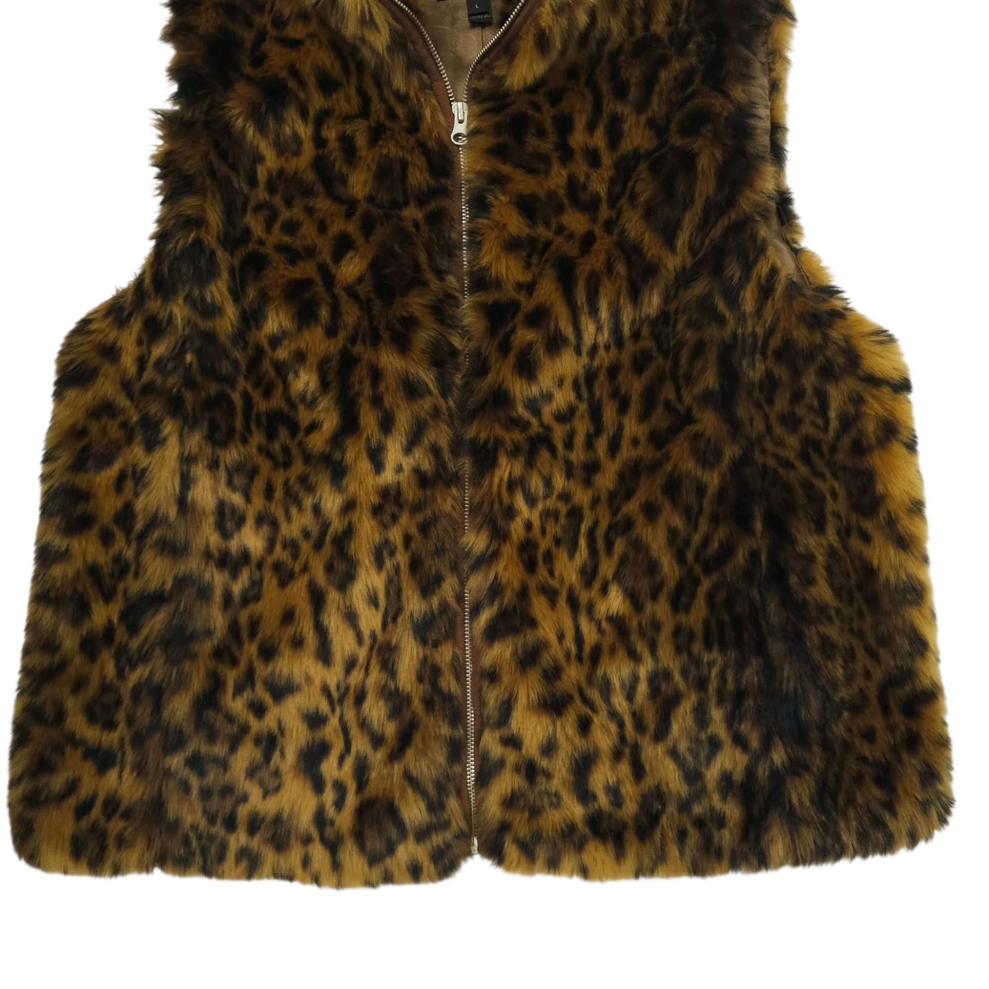 J.Crew J.Crew Faux Leopard Fur Vest Size L Animal Print Zip Front Size L / US 10 / IT 46 - 10 Thumbnail
