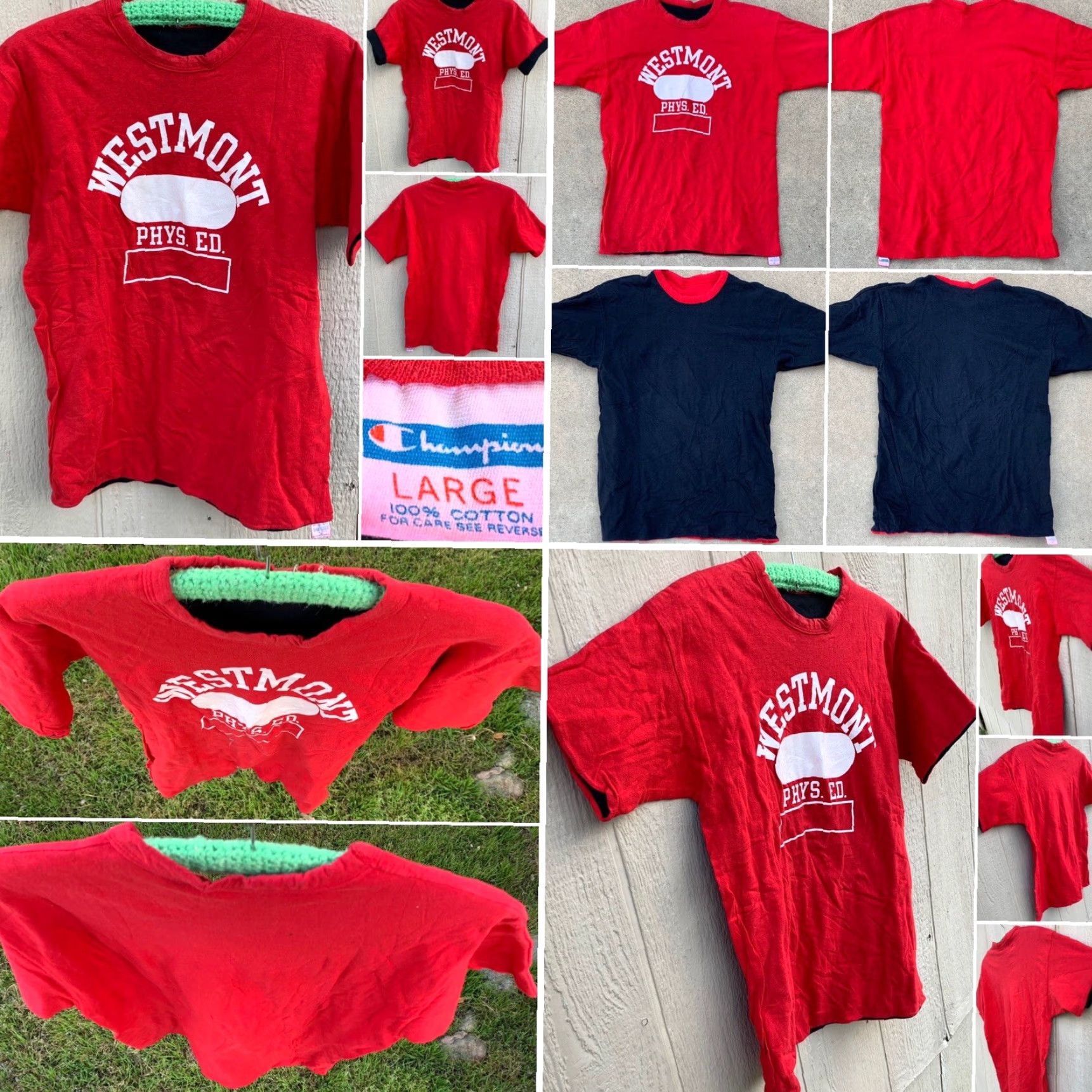 Champion VINTAGE Champion PE shirt Shirt Unisex L Red 70s reversible blue bar 70s L Mens Womens Boys Girls Size US L / EU 52-54 / 3 - 4 Thumbnail