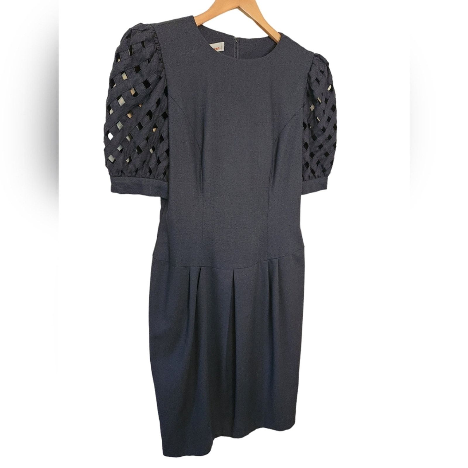 Vintage Vintage Drop Waist 80's Poof Sleeve Dress 10 by David Warren Size L / US 10 / IT 46 - 3 Thumbnail