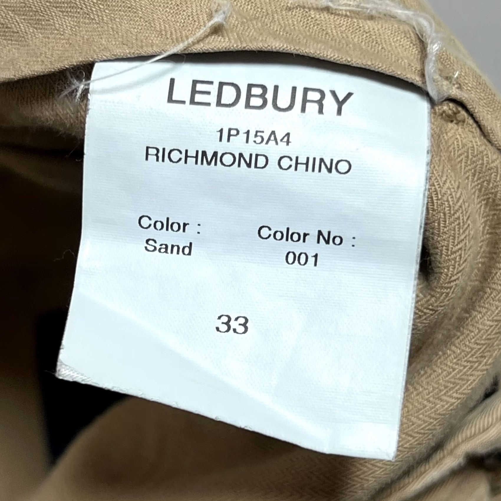 Vintage Ledbury Richmond Chino Pants Men's 33 Sand Tan Flat Front Straight Leg Size US 33 - 6 Thumbnail
