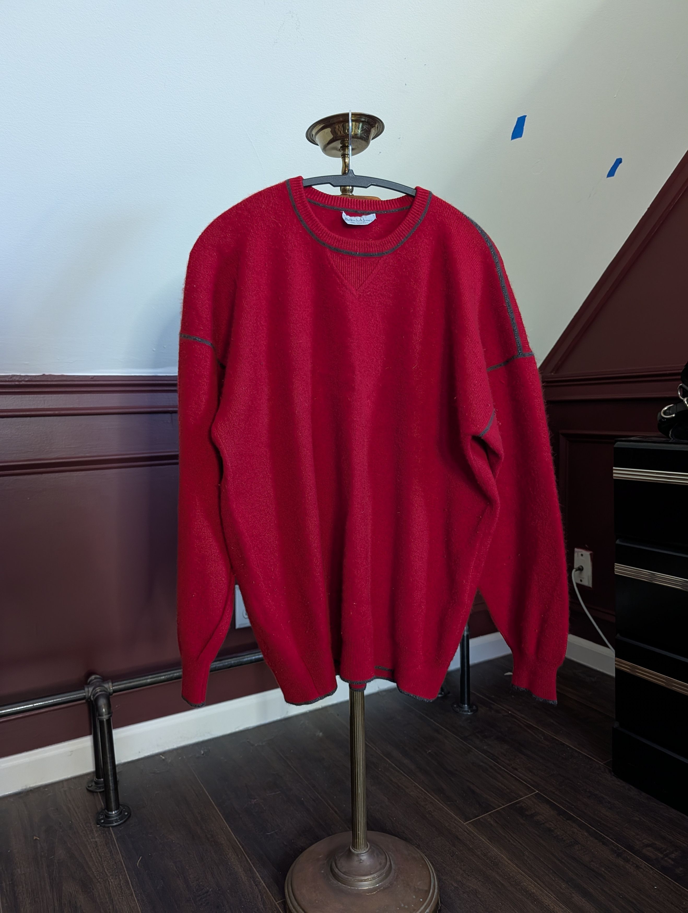 Bullock & Jones VTG Pure Cashmere Red Made in Scotland Knit Sweater Size US L / EU 52-54 / 3 - 1 Thumbnail