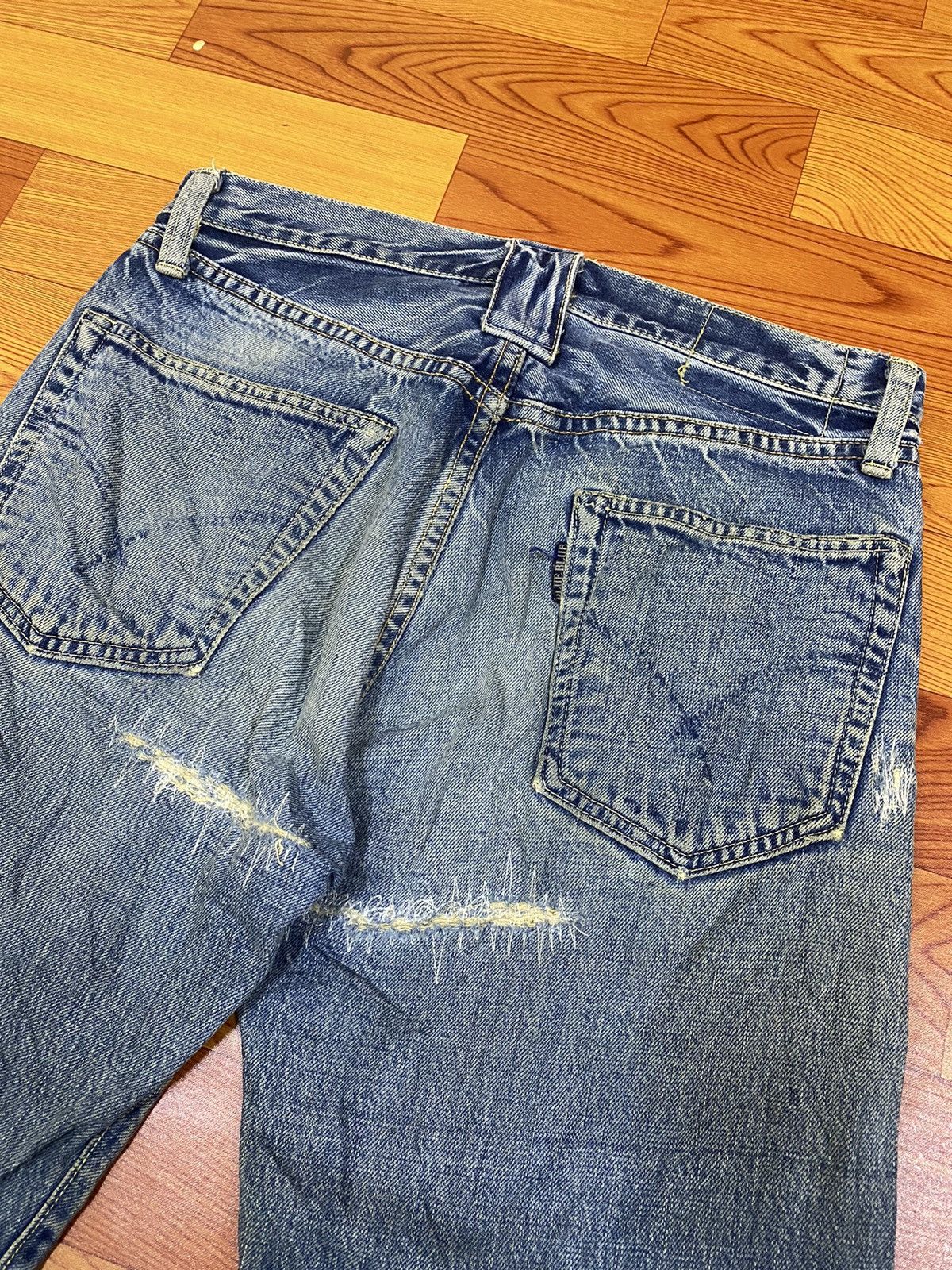 Blue Blue Japan Rare!! Blue Blue Jeans Denim Boro Distressed Style Size US 31 - 12 Thumbnail