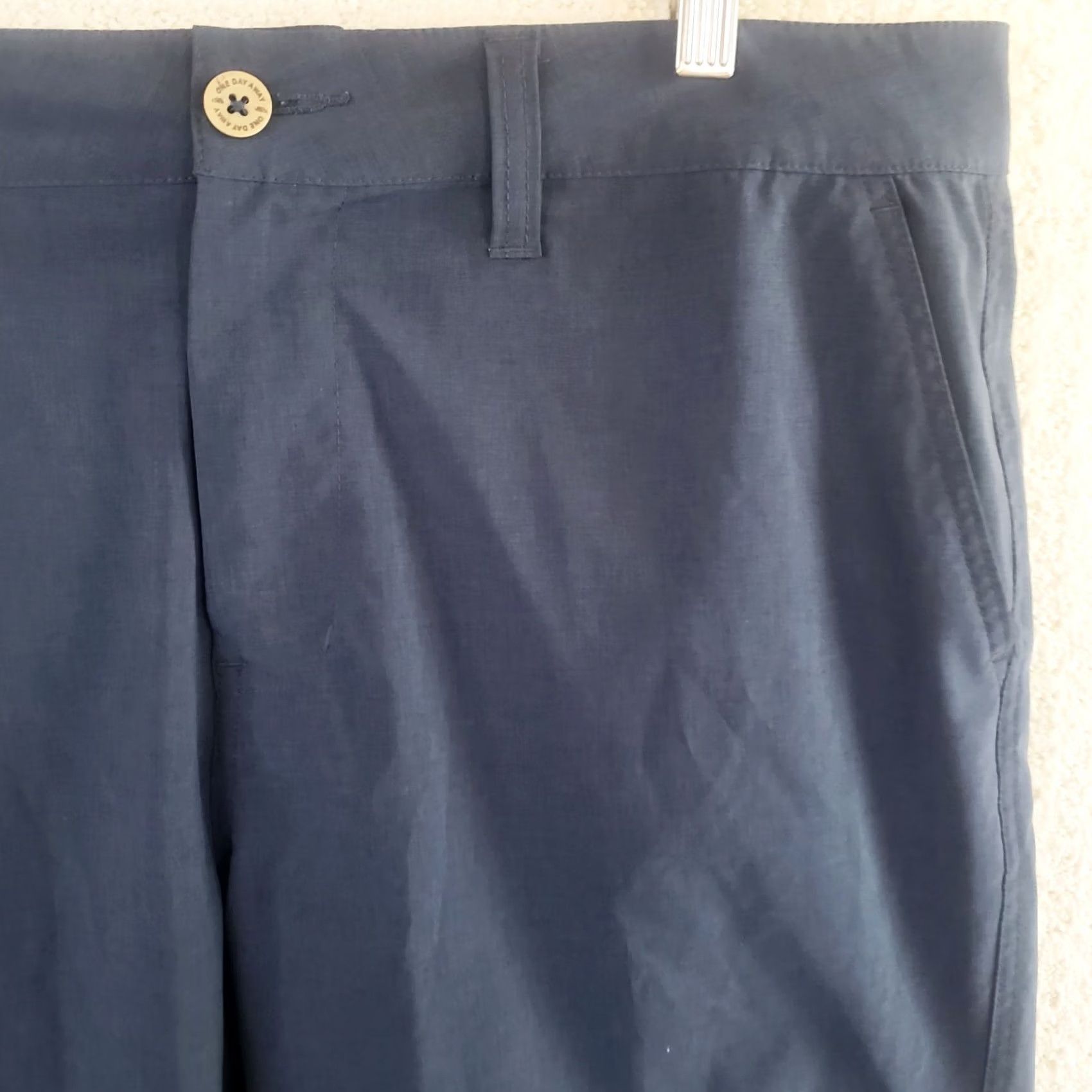 Vintage One Day Away Tech Men's 36x10 Hybrid Shorts Navy Blue Stretch Moisture Wicking Casual Workwear Chino with Pockets Front Zip Size US 36 / EU 52 - 3 Thumbnail