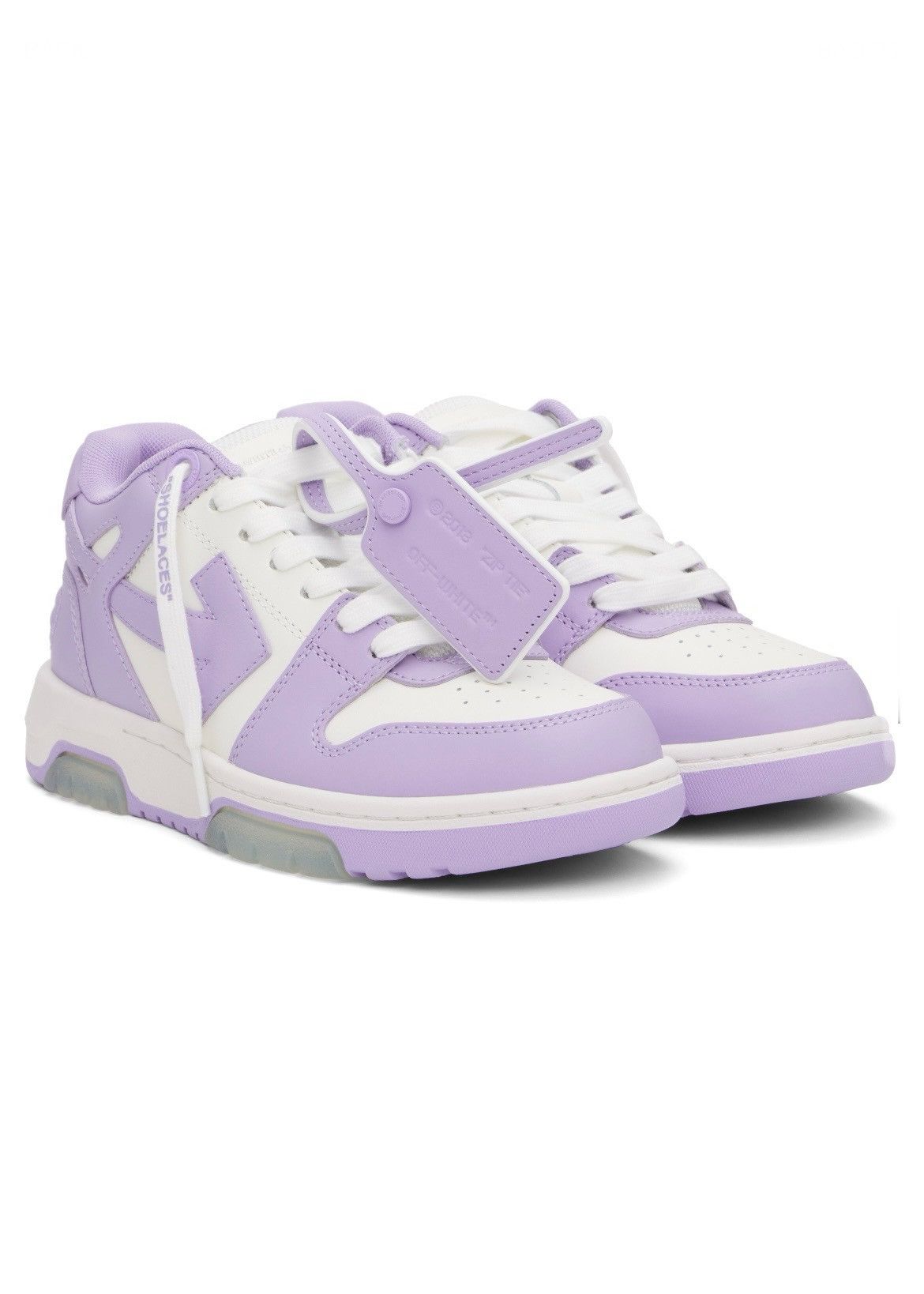 Off-White Off-White Out Of Office Calf Leather Sneakers White/Purple Size US 10 / IT 40 - 2 Thumbnail