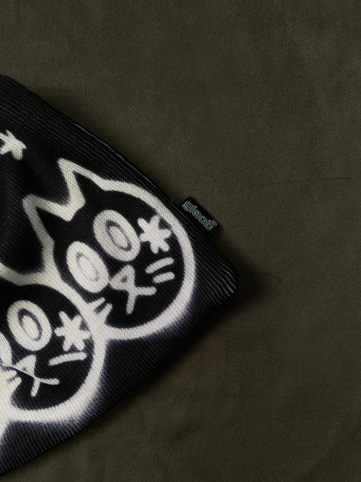 Japanese Brand Rare Y2k 3 Cats Graphic No Cuff Knit Black Beanie Hats OS Size ONE SIZE - 2 Thumbnail