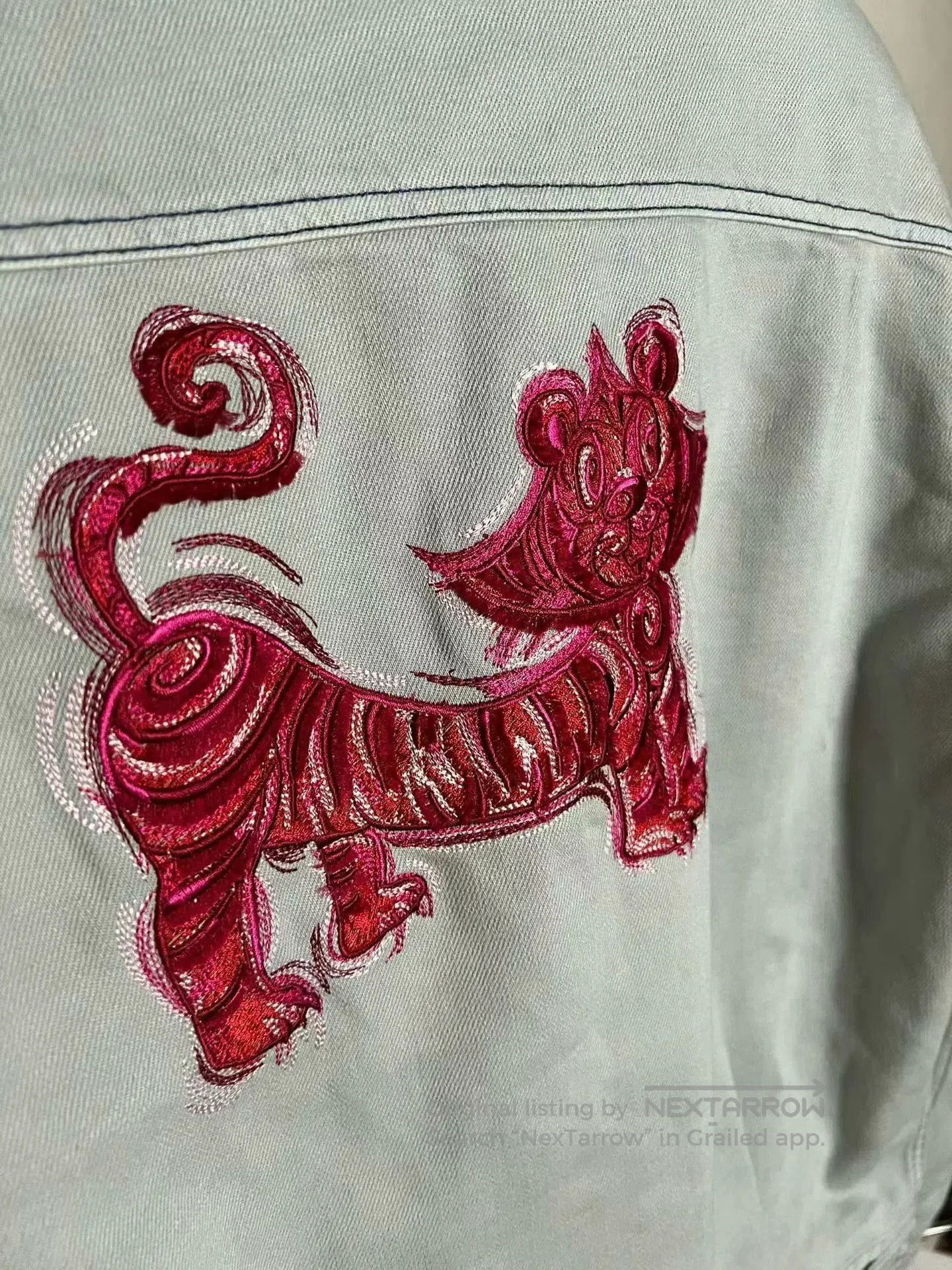 Dior gray-blue tiger embroidered jacket by Dior. Size US L / EU 52-54 / 3 - 5 Thumbnail