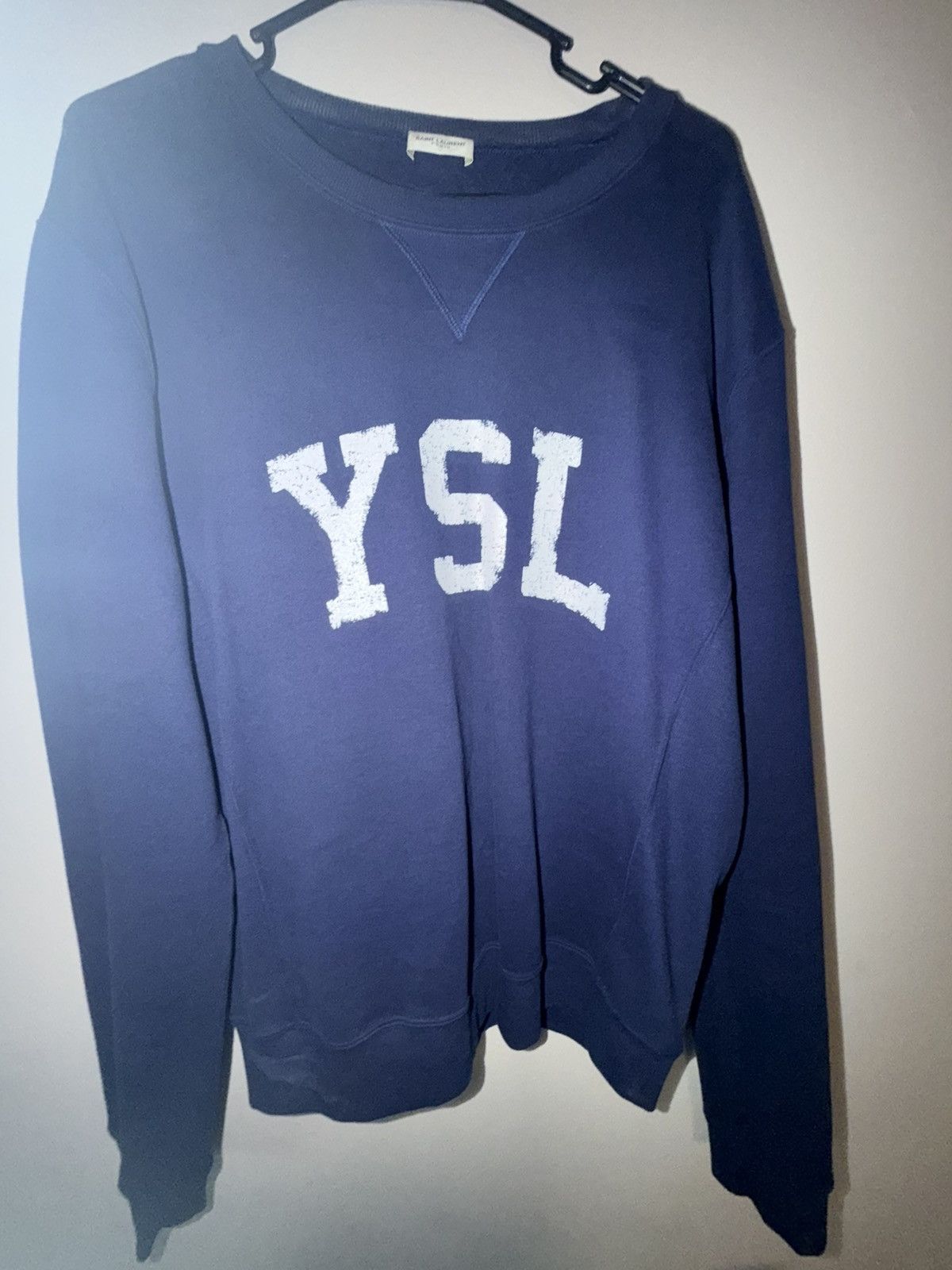 YSLスウェットシャツ Saint Laurent《ロゴ スウェットシャツ》ブラック コットン 直営