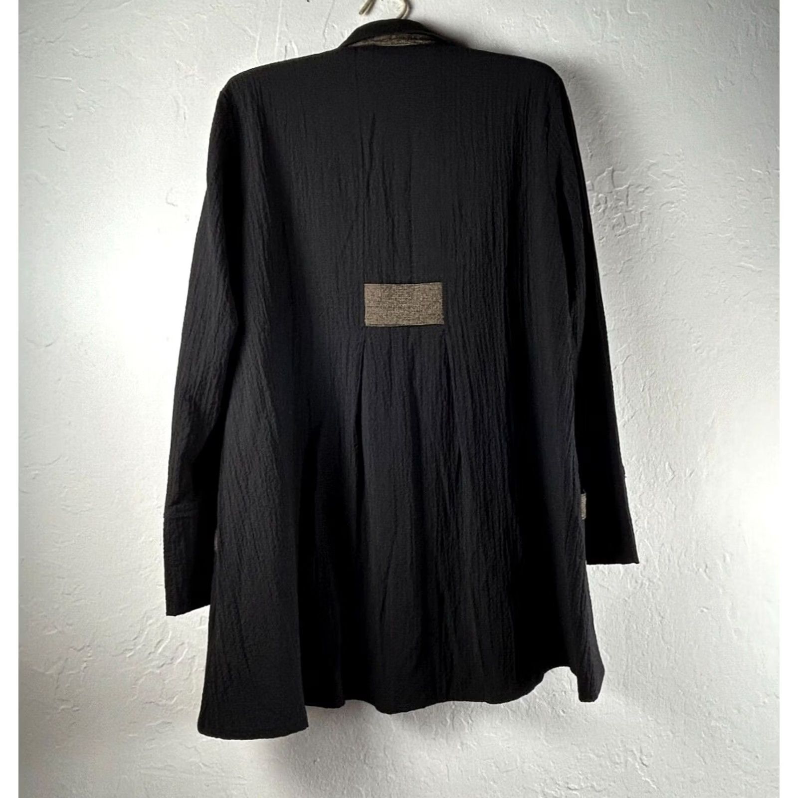 Habitat Habitat Womens Textured Crinkle A-Line Jacket Black XS Pockets Button-Front Size XS / US 0-2 / IT 36-38 - 2 Thumbnail