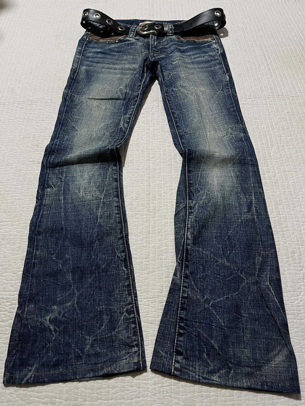 Japanese Brand ARCHIVE 2000's COOK JEANS STUDDED LEATHER FLARED