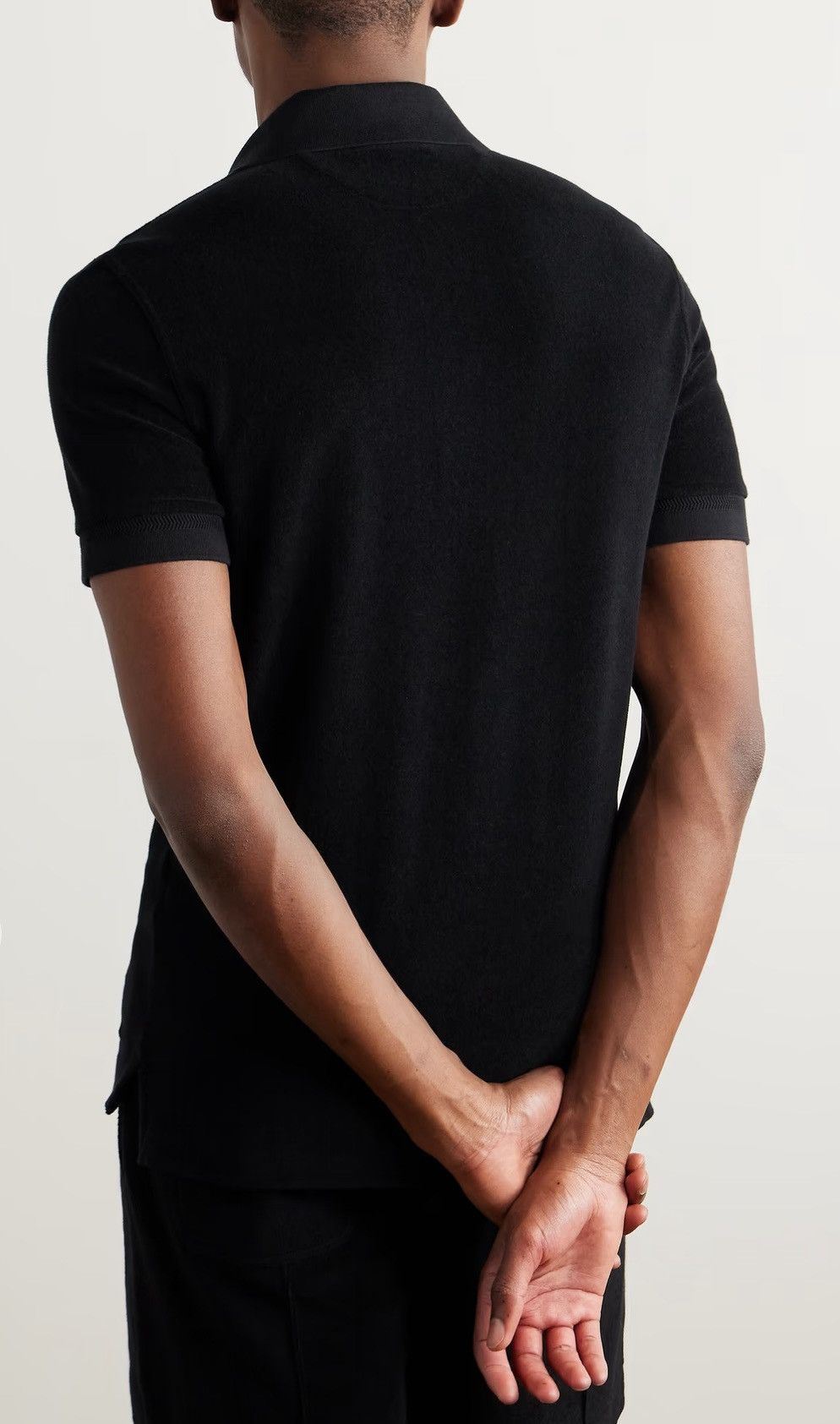 Tom Ford TOM FORD Cotton-Blend Terry Polo 44 Black Towelling Size US S / EU 44-46 / 1 - 3 Thumbnail