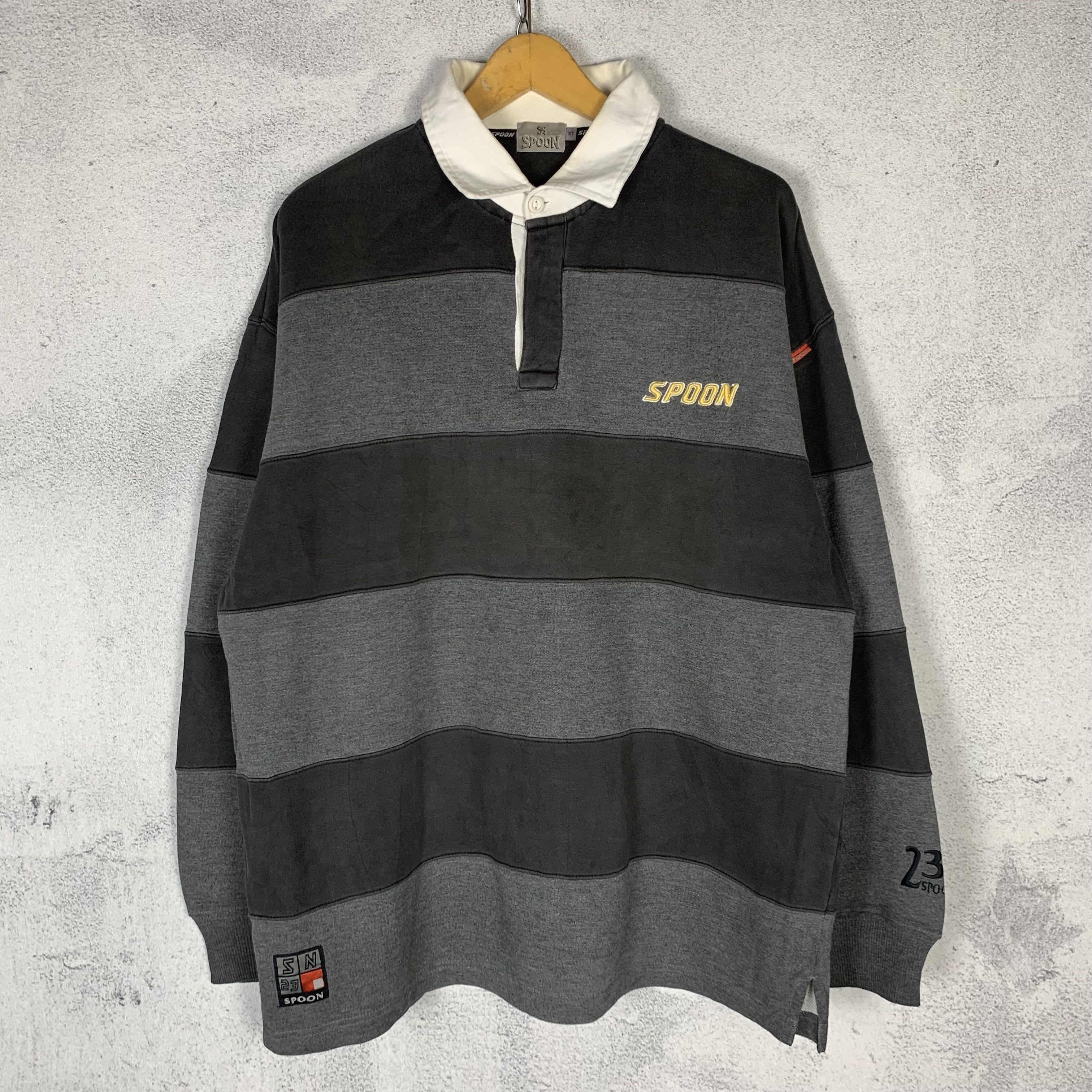 Japanese Brand Spoon Rugby Shirt Stripe Size US XL / EU 56 / 4 - 1 Thumbnail