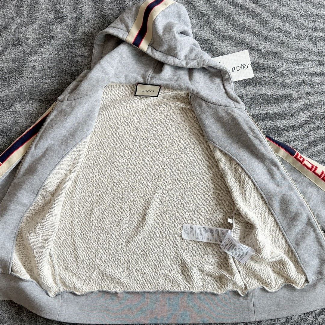 Gucci Gucci Side Stripe Logo Zip-Up Hoodie Grey Size US S / EU 44-46 / 1 - 7 Thumbnail