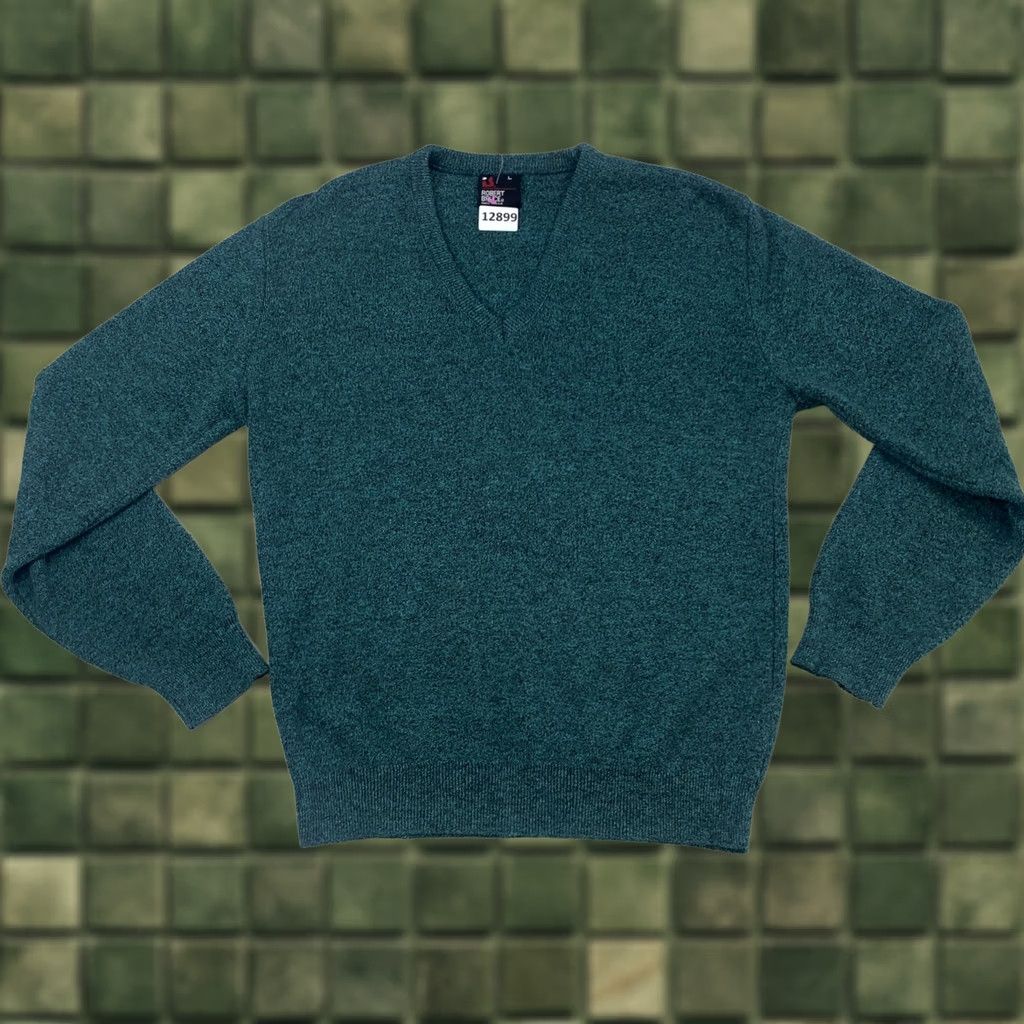 Vintage VINTAGE Robert Bruce 90s USA 100% Orlon Acrylic V-Neck Knit Sweater L Green Mens Pullover Size US L / EU 52-54 / 3 - 1 Thumbnail