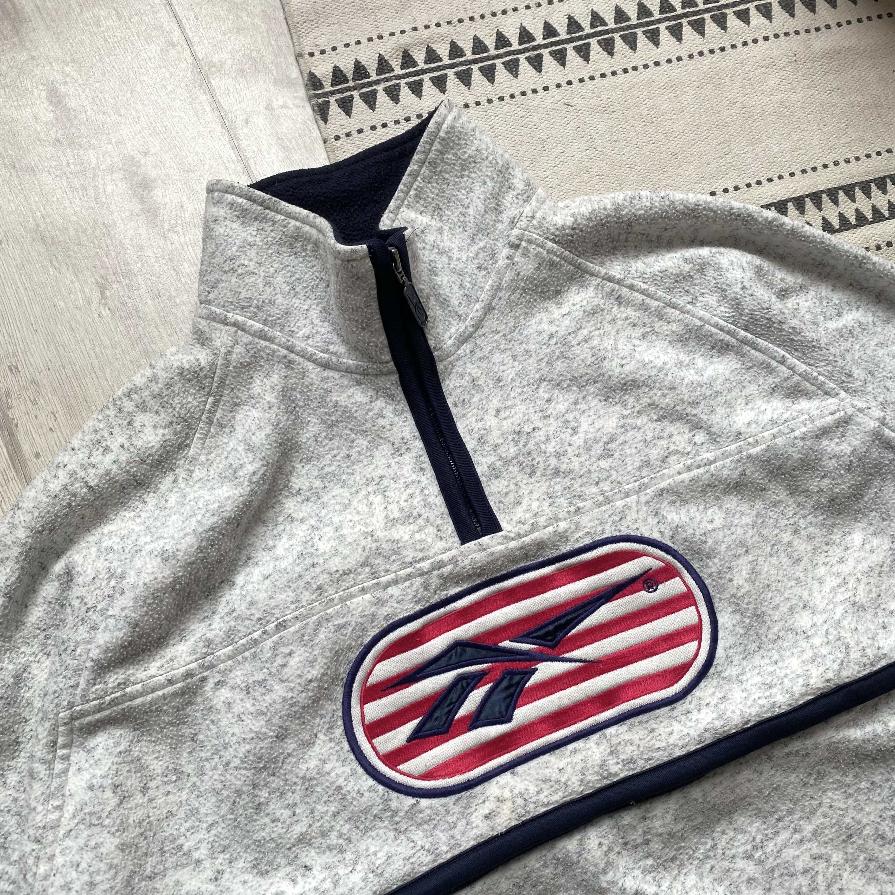 Reebok Vintage 80-90s Reebok Fleece Sweater Centr Logo Anorak Size US XL / EU 56 / 4 - 3 Thumbnail