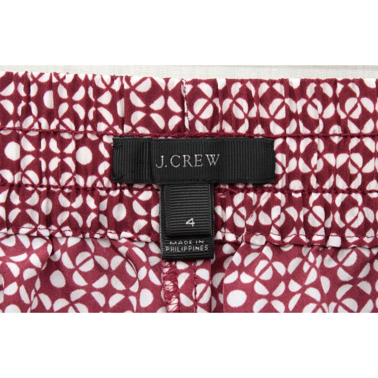 J.Crew J.CREW Lounge Pants Womens 4 Red Geometric Cropped Cuffed Elastic Waist relaxed Pants Women Red Geometric Cropped Lounge Pants 4 Womens Size 27" / US 4 / IT 40 - 6 Thumbnail