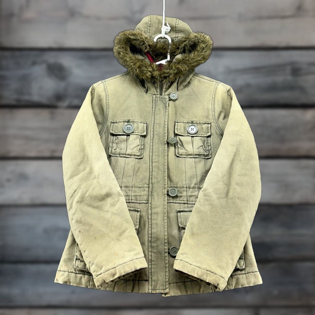 Abercrombie & Fitch VINTAGE Abercrombie & Fitch Jacket Women M Green Hooded Lined Faux Fur Army Military Y2K Parka Coat Shirt Hooded Quilted Lined Mens Womens Girls Boys Size M / US 6-8 / IT 42-44 - 1 Thumbnail