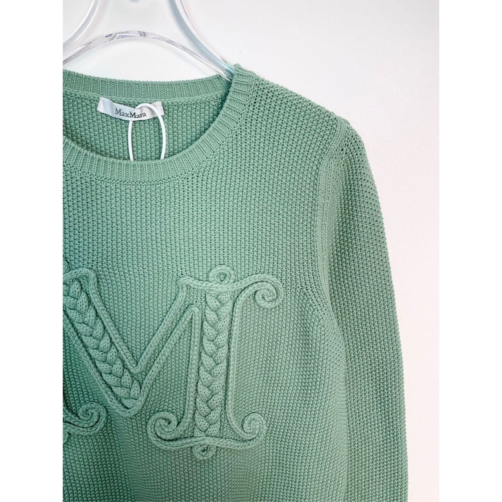 Max Mara MaxMara Light Green Knit Sweater With Embroidered "M" Logo S Size S / US 4 / IT 40 - 2 Thumbnail