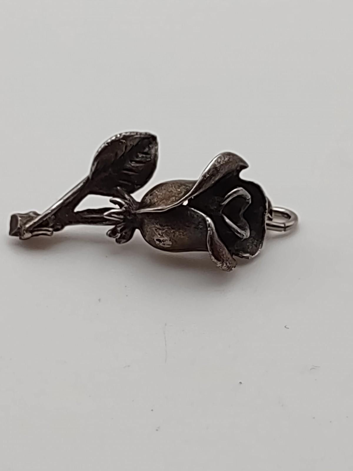 Sterling Silver Vintage Sterling Silver Rose Flower Pendant Size ONE SIZE - 1 Thumbnail