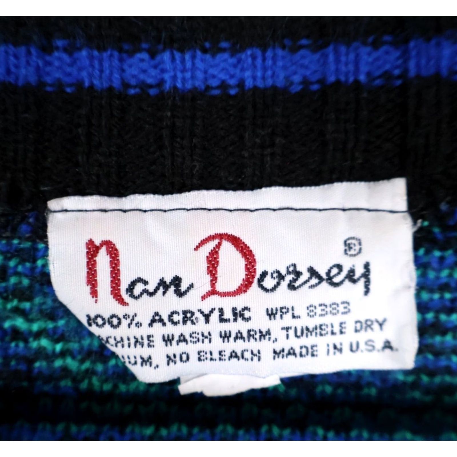 Vintage VINTAGE Nan Dorsey Sweater Women's XL Blue Purple Floral Diamond Deep V-Neck Knit Size XL / US 12-14 / IT 48-50 - 3 Thumbnail