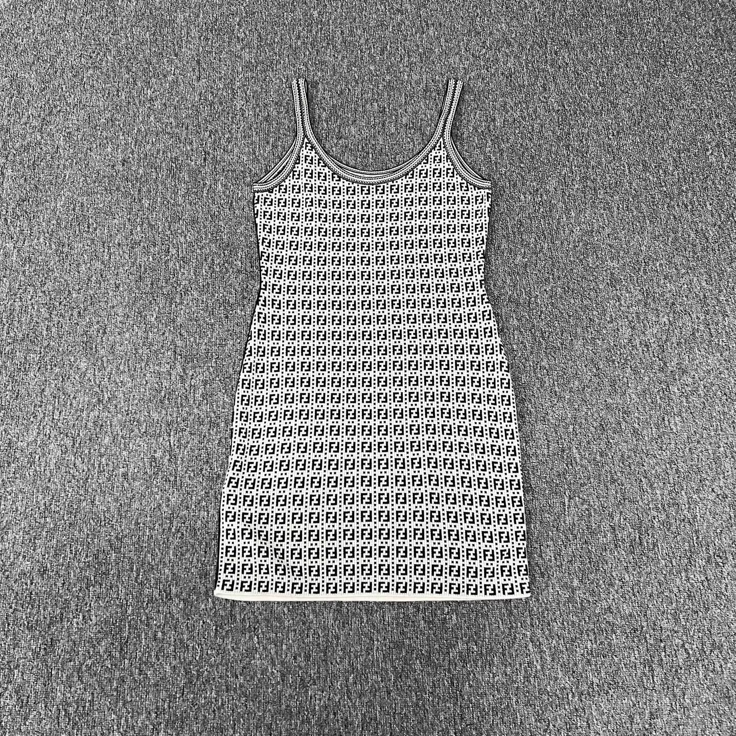 Fendi Fendi FF Print Black White Knit Cami Dress Size M / US 6-8 / IT 42-44 - 2 Thumbnail