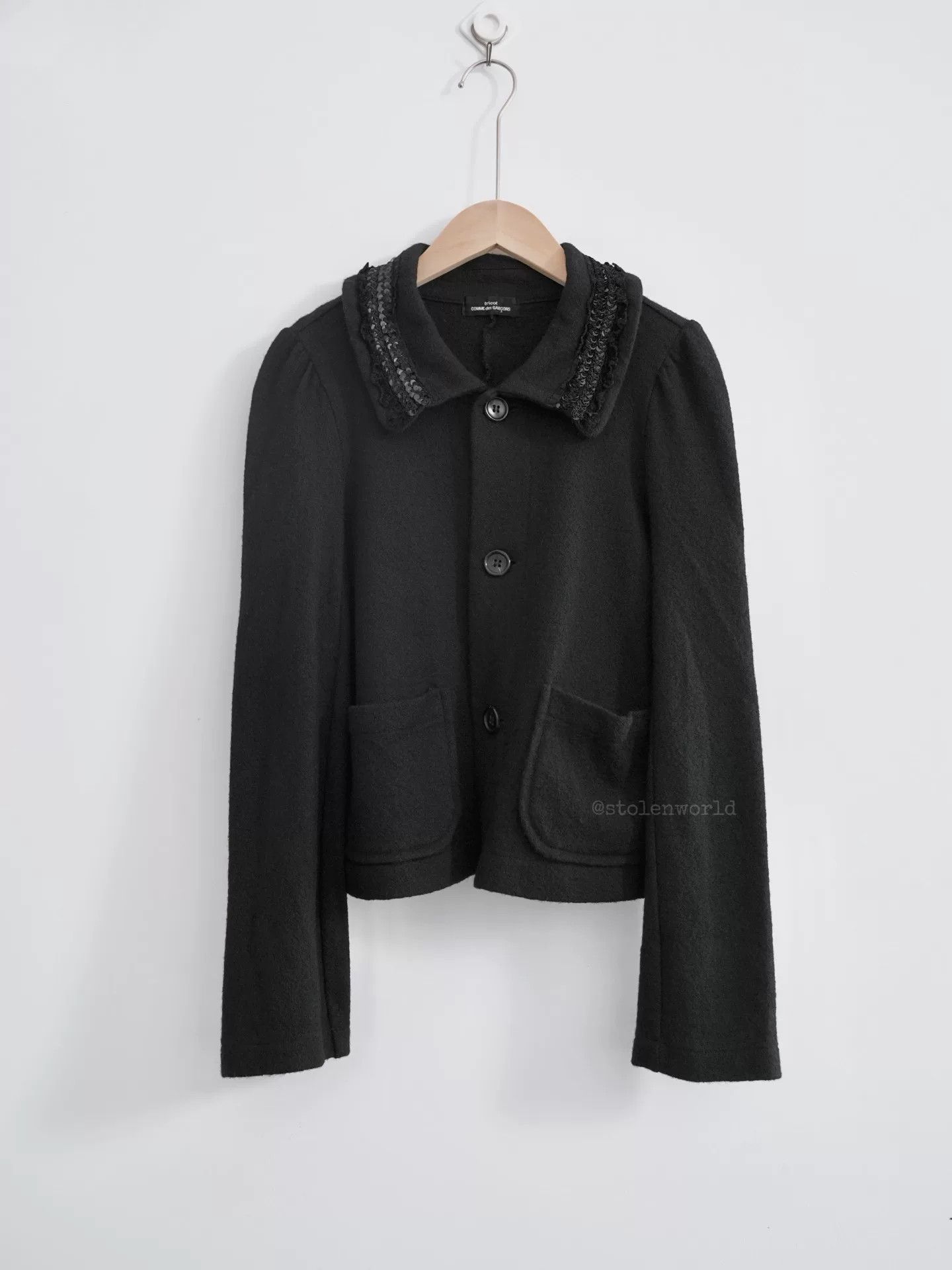 Comme des Garcons Black Wool Jacket with Sequin Detail Size M / US 6-8 / IT 42-44 - 1 Thumbnail
