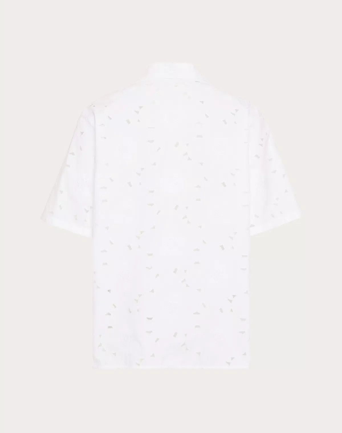 Valentino oc11z0625 San Gallo Cotton Bowling Shirt in White Size US M / EU 48-50 / 2 - 2 Thumbnail