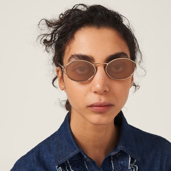 Miu Miu NEW Miu Miu MU52YS ZVN20F LOGO Oval Unisex Sunglasses Size ONE SIZE - 12 Thumbnail