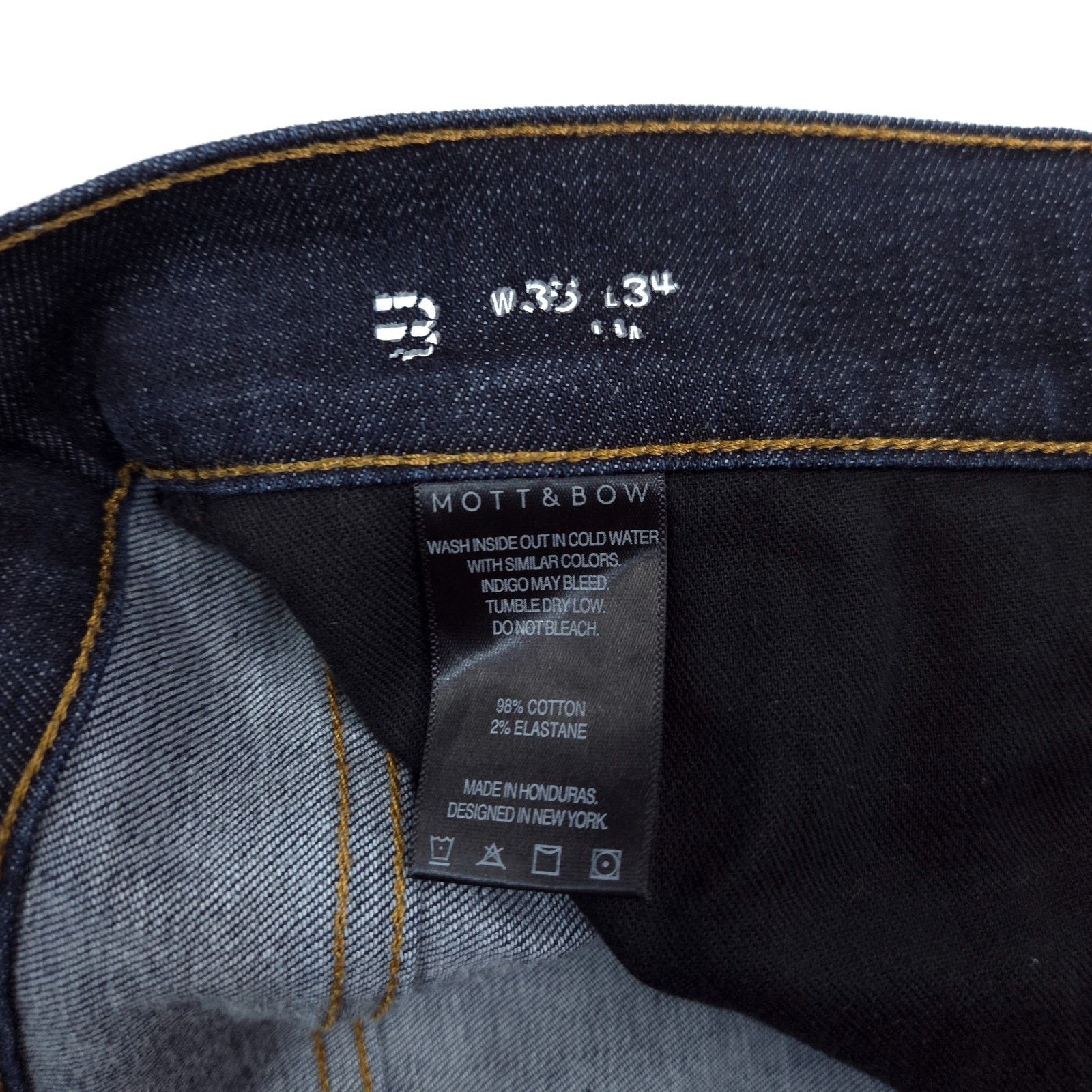 Mott & Bow Mott & Bow Slim Jeans Mens 35x33 Blue Stretch Dark Wash Size US 35 - 3 Thumbnail