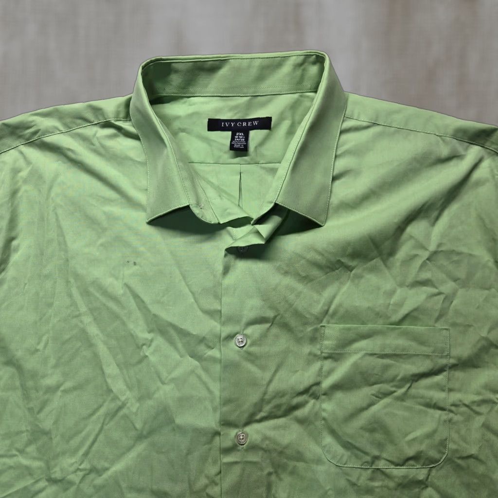 Vintage Ivy Crew Solid Green Long Sleeve Button-Up Shirt Adult Men 2XL XXL Collared Shirt Green Cotton Jacket? Size US XXL / EU 58 / 5 - 1 Thumbnail