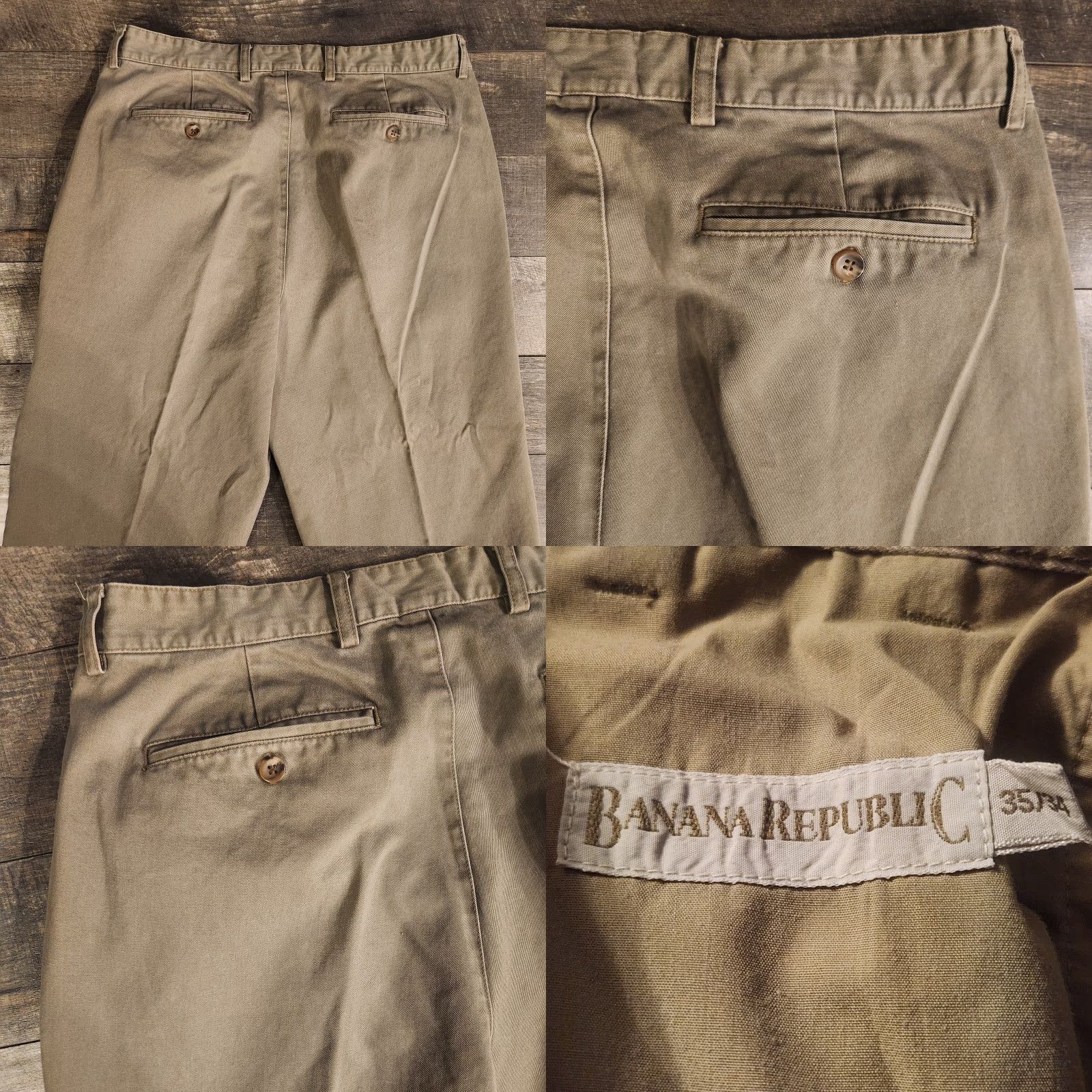 Banana Republic VINTAGE Banana Republic Pleated Cuffed Chino Pants 35 X 29 Olive Green Shirt? Size US 35 - 8 Thumbnail