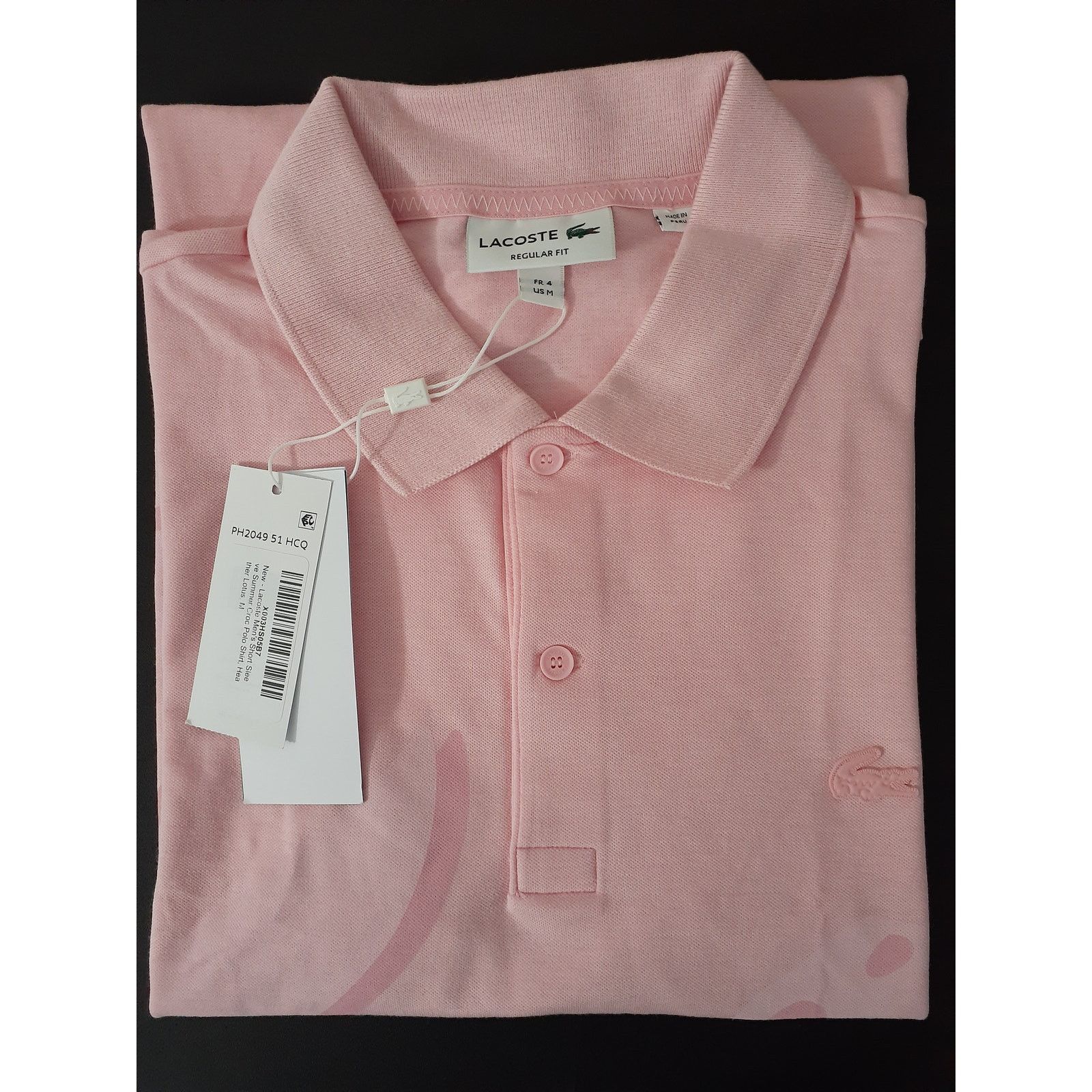 Lacoste Lacoste Men's Short Sleeve Summer Croc Polo Shirt Pink M Size US M / EU 48-50 / 2 - 2 Thumbnail